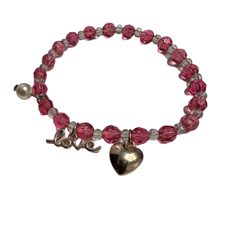 Pink bead love bracelet